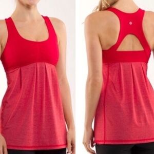Lululemon Run Your Heart Out Tank Heathered Red Two Toned Sz 10 Active